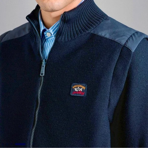 PAUL & SHARK Yachting MEN'S Black HEAVY WOOL KNIT REVERSIBLE JACKET Size XXL